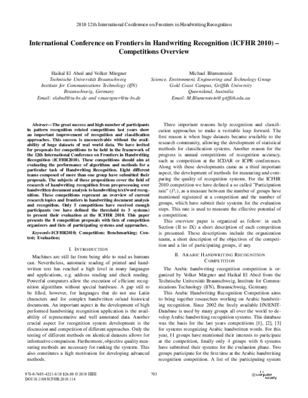(PDF) International Conference on Frontiers in Handwriting Recognition ...