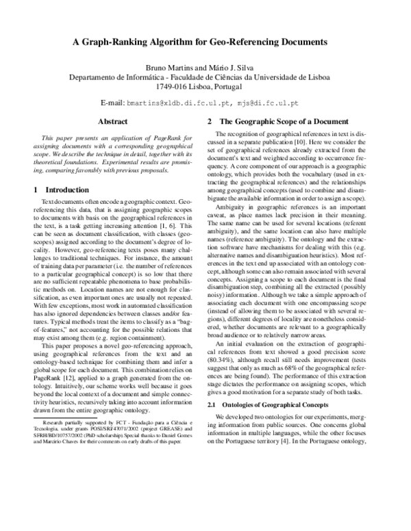 (PDF) A graph-ranking algorithm for geo-referencing documents