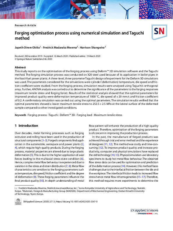 (PDF) Forging optimisation process using numerical simulation and ...