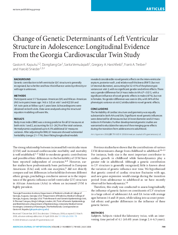 (PDF) Change of genetic determinants of left ventricular structure in ...