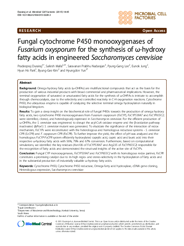 (PDF) Fungal cytochrome P450 monooxygenases of Fusarium oxysporum for ...