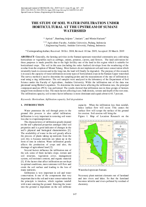 (PDF) The Study of Soil Water Infiltration Under Horticultural at the ...