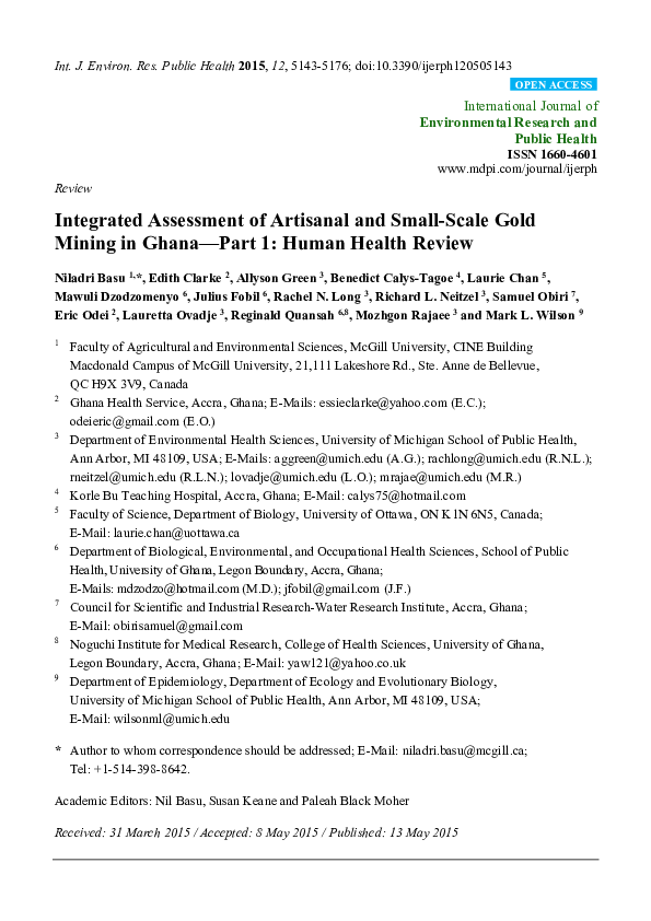 (PDF) Integrated Assessment of Artisanal and Small-Scale Gold Mining in ...