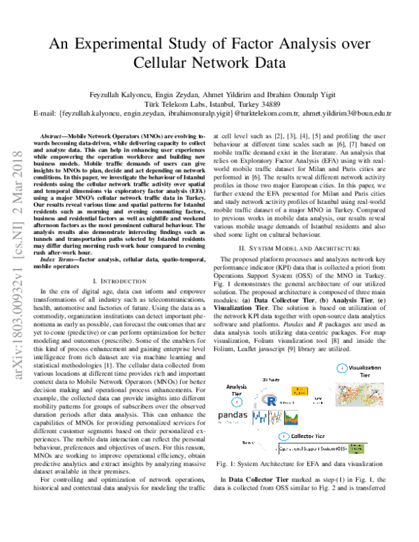 (PDF) An Experimental Study of Factor Analysis over Cellular Network Data