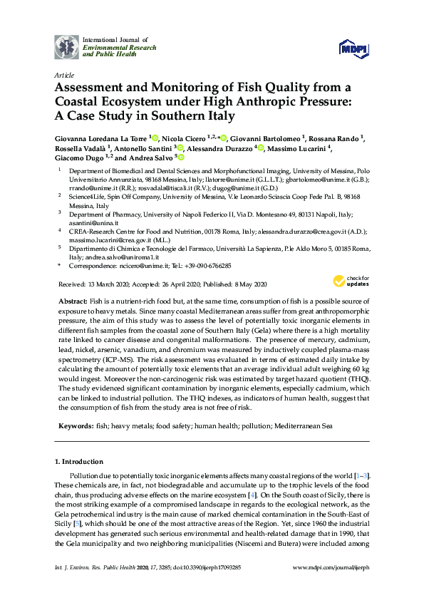 (PDF) Assessment and Monitoring of Fish Quality from a Coastal ...