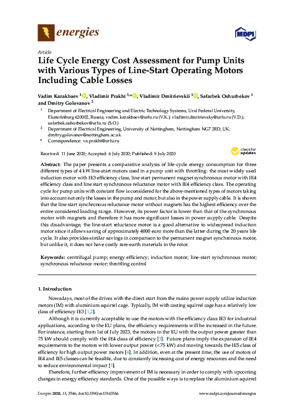 (PDF) Life Cycle Energy Cost Assessment for Pump Units with Various ...