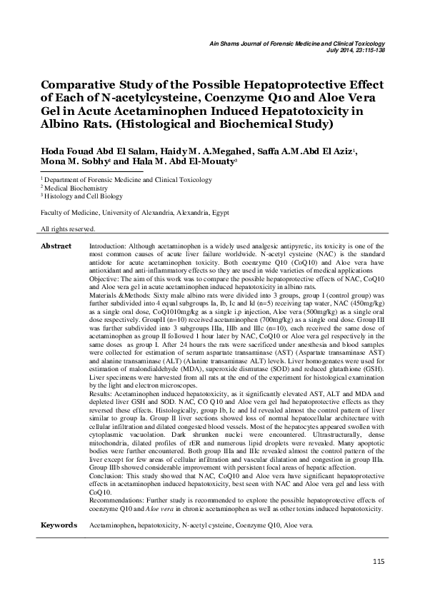(PDF) Comparative Study of the Possible Hepatoprotective Effect of Each ...