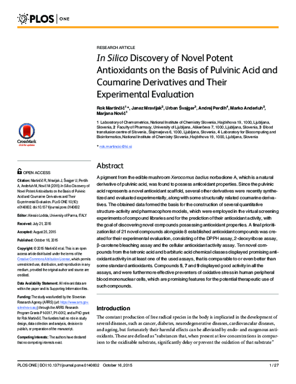 (PDF) In Silico Discovery of Novel Potent Antioxidants on the Basis of ...