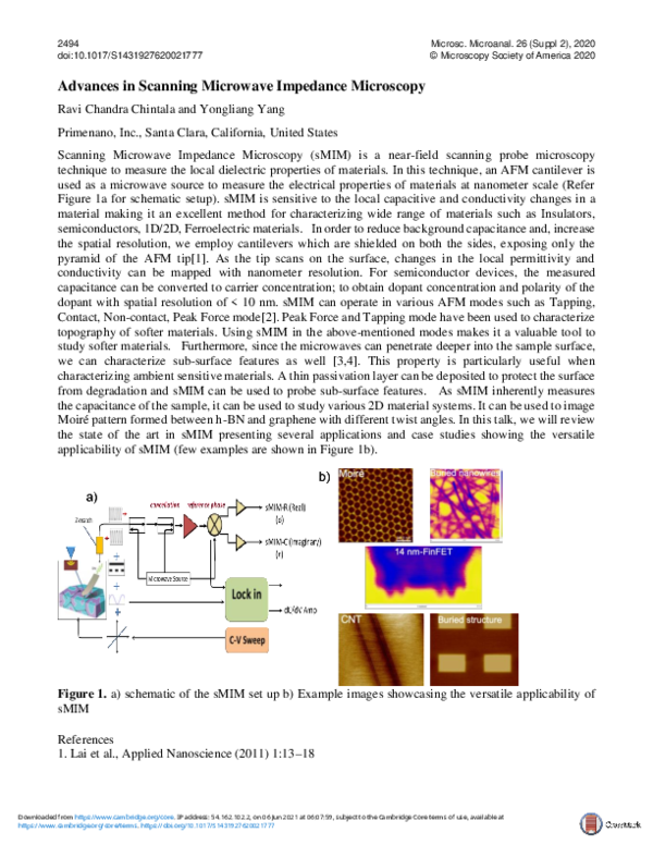 (PDF) Advances in Scanning Microwave Impedance Microscopy
