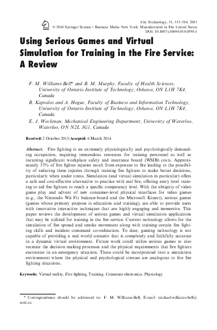 (PDF) Using Serious Games and Virtual Simulation for Training in the ...