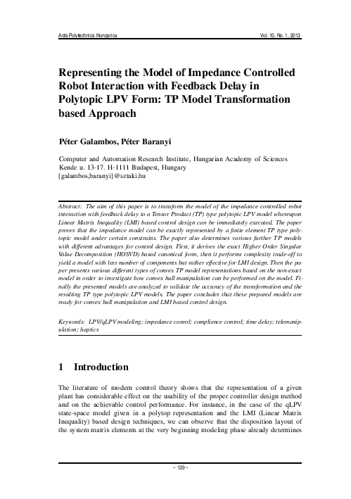 (PDF) Representing the Model of Impedance Controlled Robot Interaction ...