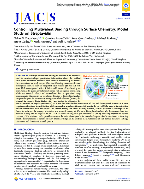 (PDF) Controlling Multivalent Binding through Surface Chemistry: Model ...