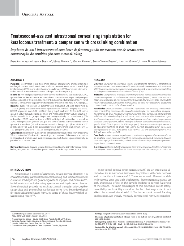 (PDF) Femtosecond assisted intrastromal corneal ring (ISCR ...