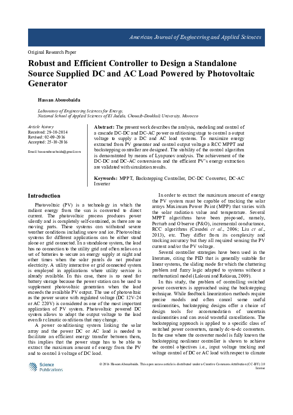 (PDF) Robust and Efficient Controller to Design a Standalone Source ...