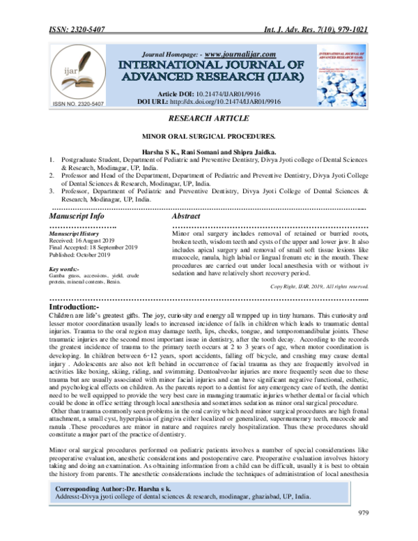 (PDF) Minor Oral Surgical Procedures