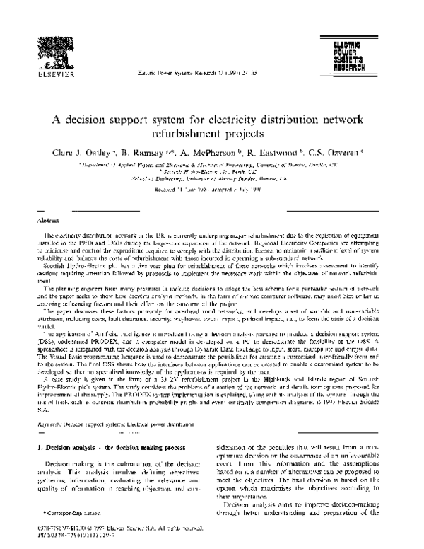 (PDF) A decision support system for electricity distribution network ...