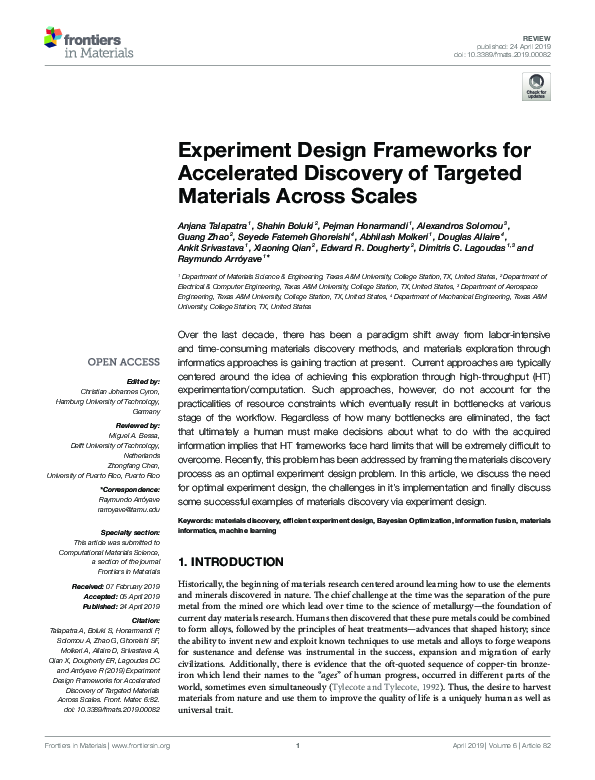 (PDF) Experiment Design Frameworks for Accelerated Discovery of ...