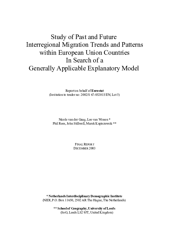 (PDF) Study of Past and Future Interregional Migration Trends and ...