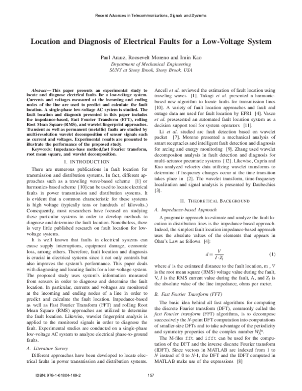 (PDF) Location and Diagnosis of Electrical Faults for a Low-Voltage System