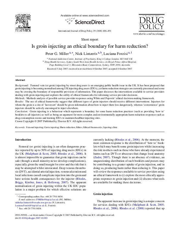 (PDF) Is groin injecting an ethical boundary for harm reduction?
