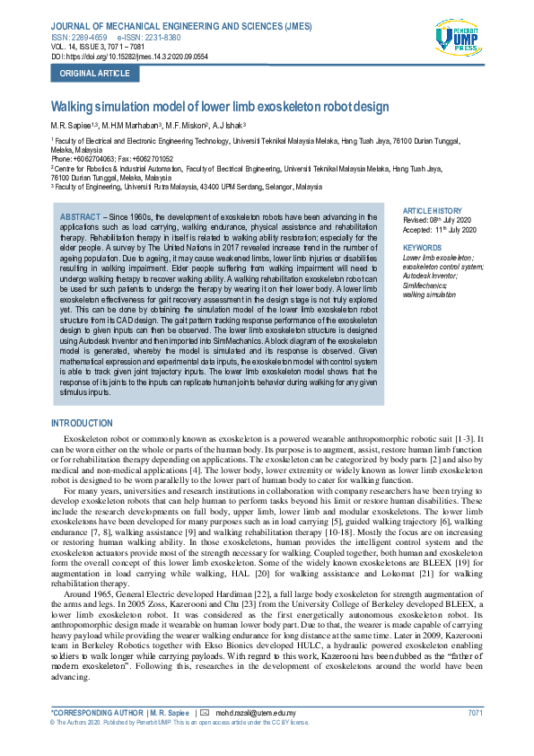 (PDF) Walking simulation model of lower limb exoskeleton robot design