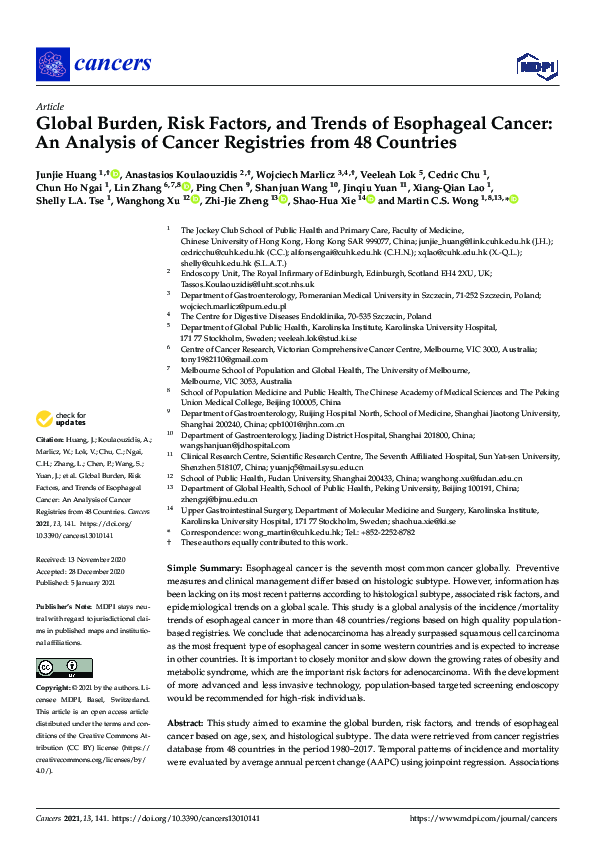 (PDF) Global Burden, Risk Factors, and Trends of Esophageal Cancer: An ...