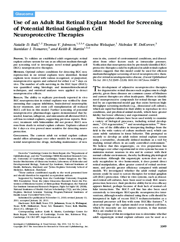 (PDF) Use of an Adult Rat Retinal Explant Model for Screening of ...
