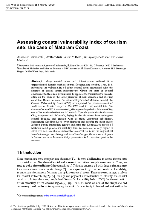 (PDF) Assessing coastal vulnerability index of tourism site: the case ...