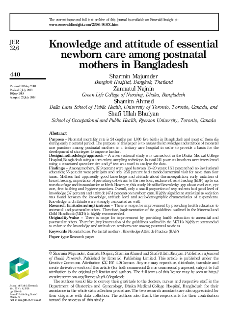 (PDF) Knowledge and attitude of essential newborn care among postnatal ...