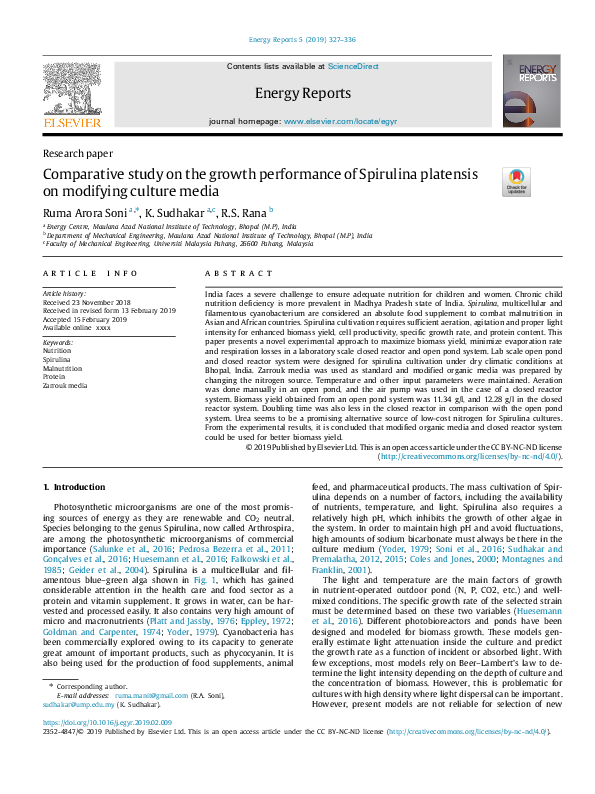 (PDF) Comparative study on the growth performance of Spirulina ...