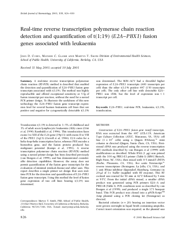 (PDF) Real-time reverse transcription polymerase chain reaction assay ...