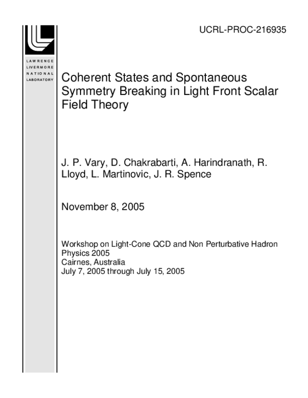 (PDF) Coherent states and spontaneous symmetry breaking in light-front ...