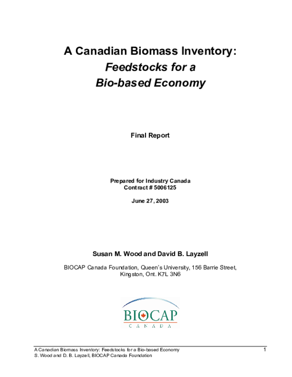 (PDF) A Canadian Biomass Inventory: Feedstocks for a Bio-based Economy