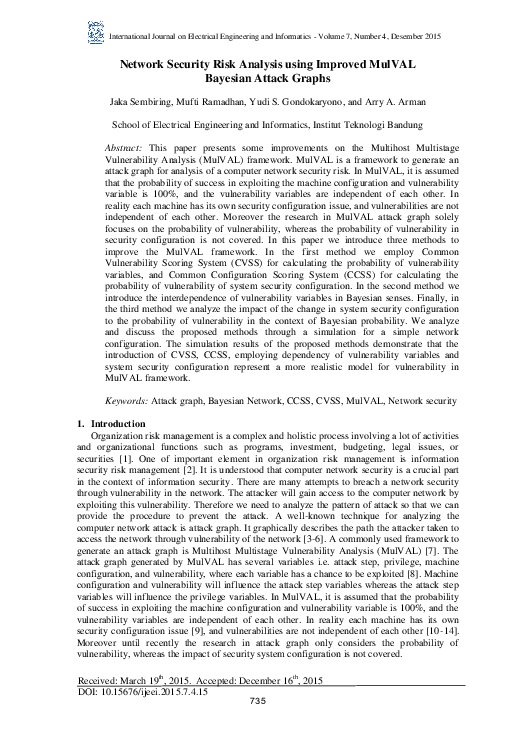 (PDF) Network Security Risk Analysis using Improved MulVAL Bayesian ...