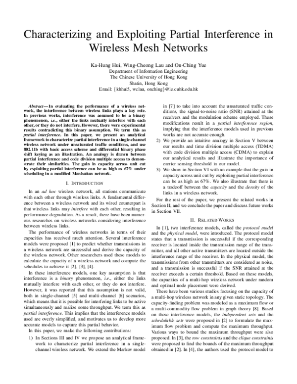 (PDF) Characterizing and Exploiting Partial Interference in Wireless ...