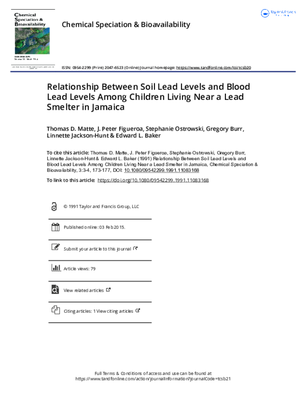 (PDF) Relationship Between Soil Lead Levels and Blood Lead Levels Among ...