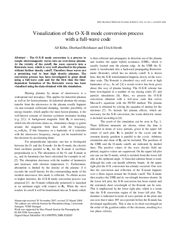 (PDF) Visualization of the O-X-B Mode Conversion Process With a Full ...