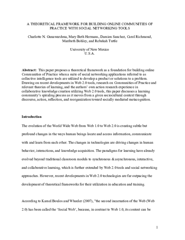 (PDF) A theoretical framework for building online communities of ...