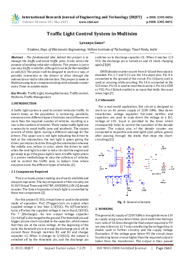 (PDF) IRJET Traffic Light Control System in Multisim IRJET Journal