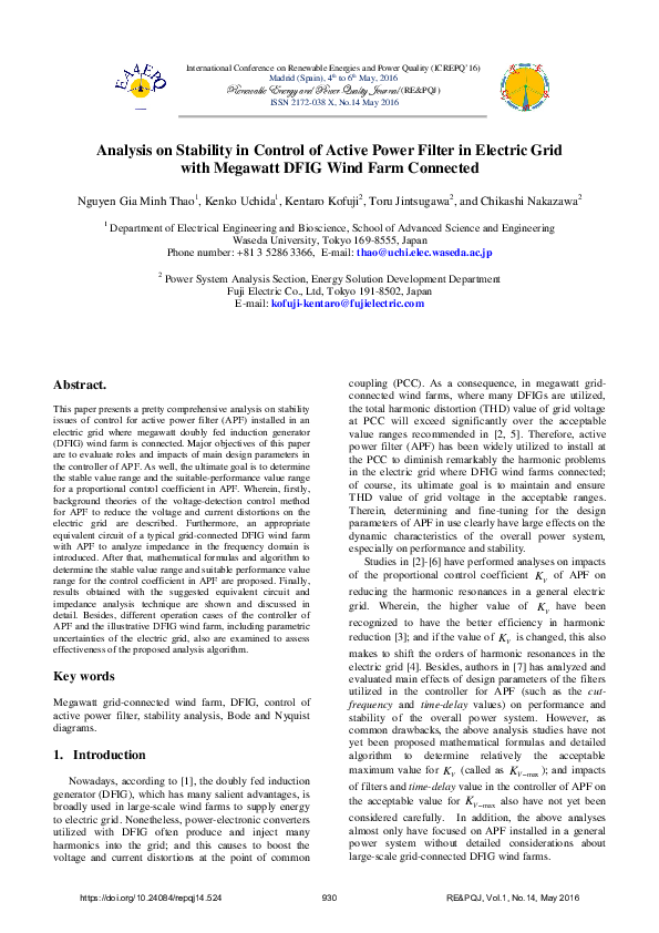 (PDF) Analysis on Stability in Control of Active Power Filter in ...