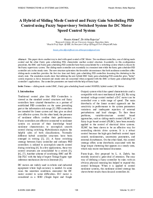 (PDF) A Hybrid of Sliding Mode Control and Fuzzy Gain Scheduling PID ...