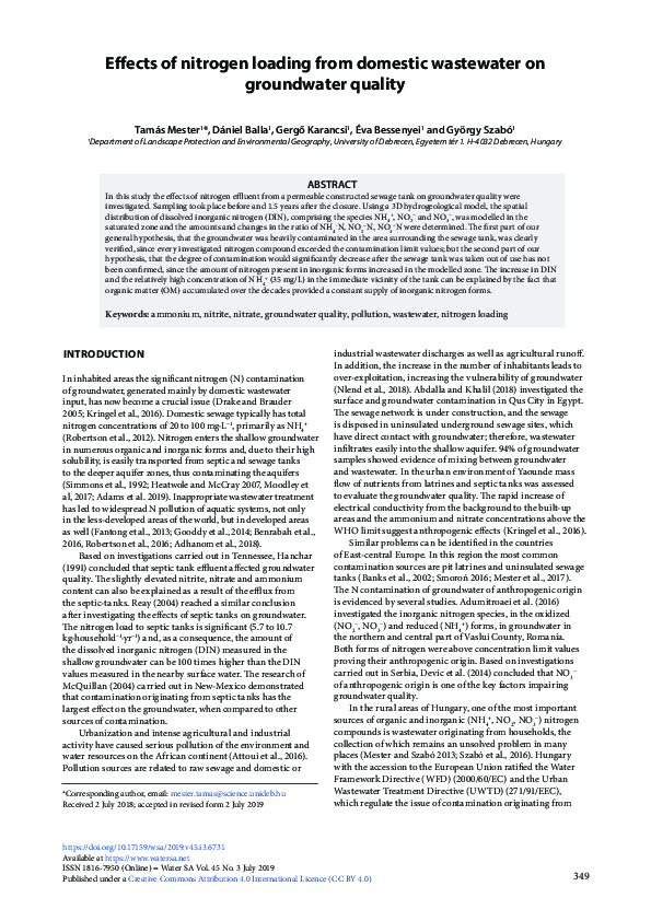 (PDF) Effects of nitrogen loading from domestic wastewater on ...
