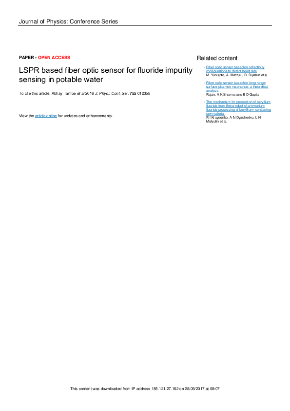 (PDF) LSPR based fiber optic sensor for fluoride impurity sensing in ...