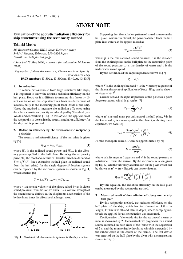 (PDF) Evaluation of the acoustic radiation efficiency for ship