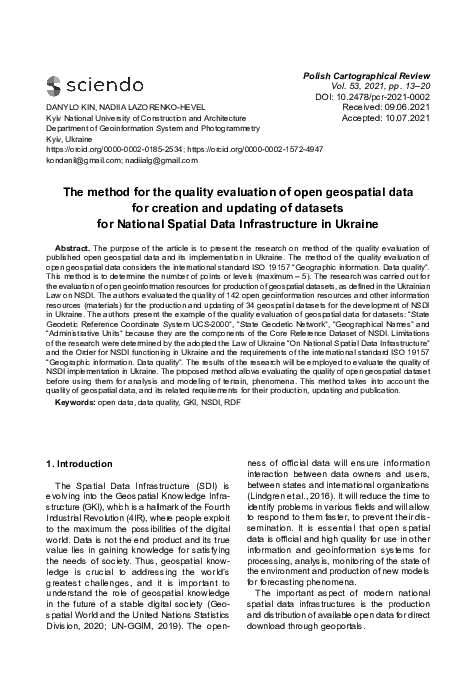 (PDF) The method for the quality evaluation of open geospatial data for ...