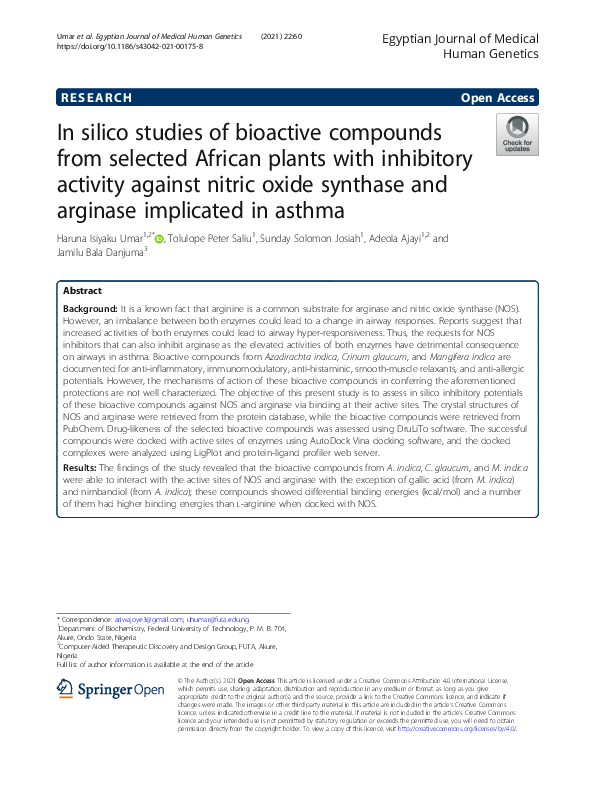 (PDF) In silico studies of bioactive compounds from selected African ...