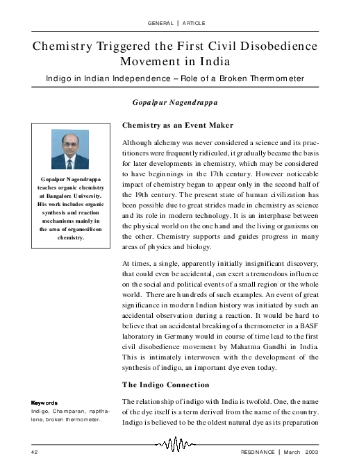  PDF Chemistry Triggered The First Civil Disobedience Movement In 