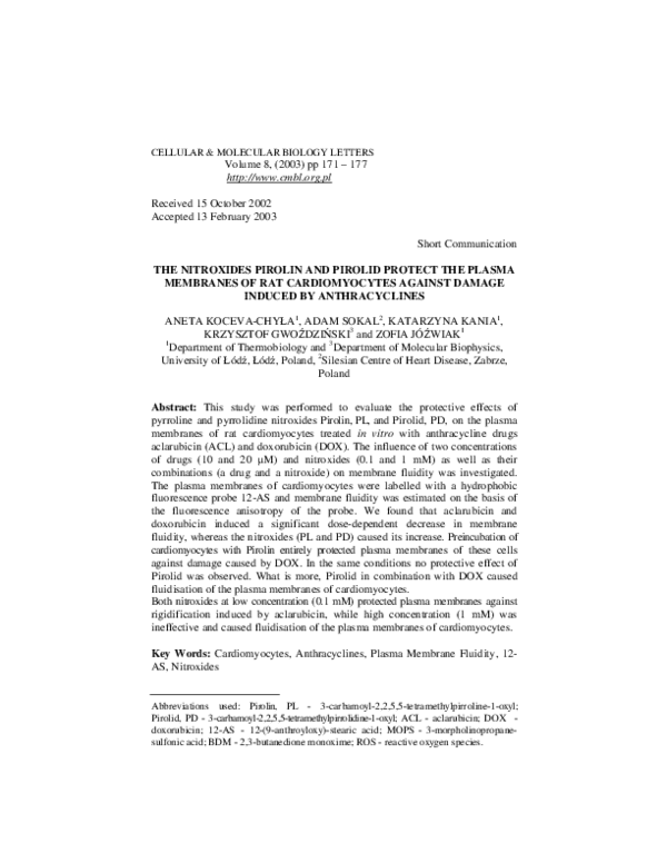 (PDF) The nitroxides pirolin and pirolid protect the plasma membranes ...