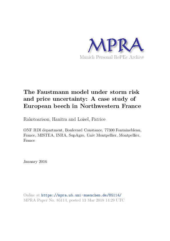 (PDF) The Faustmann model under storm risk and price uncertainty: A ...