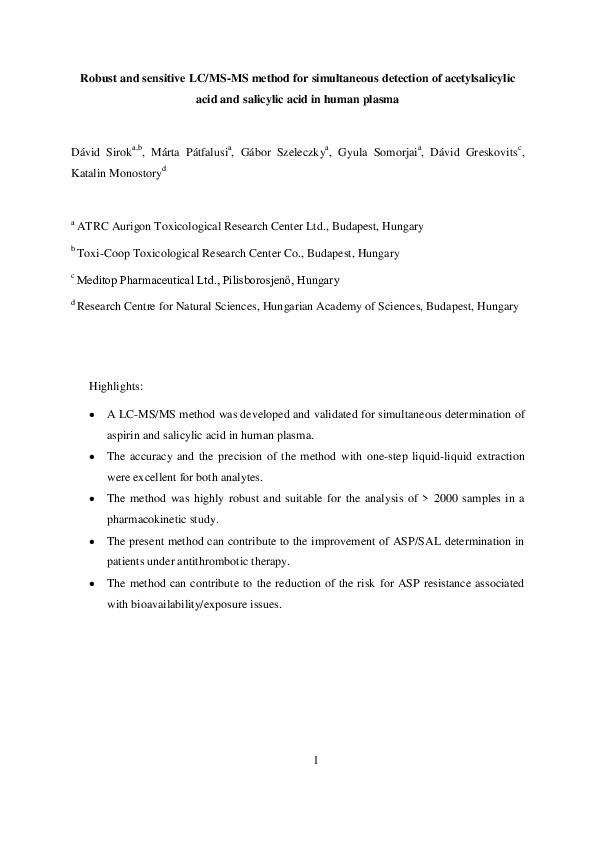(PDF) Robust and sensitive LC/MS-MS method for simultaneous detection ...